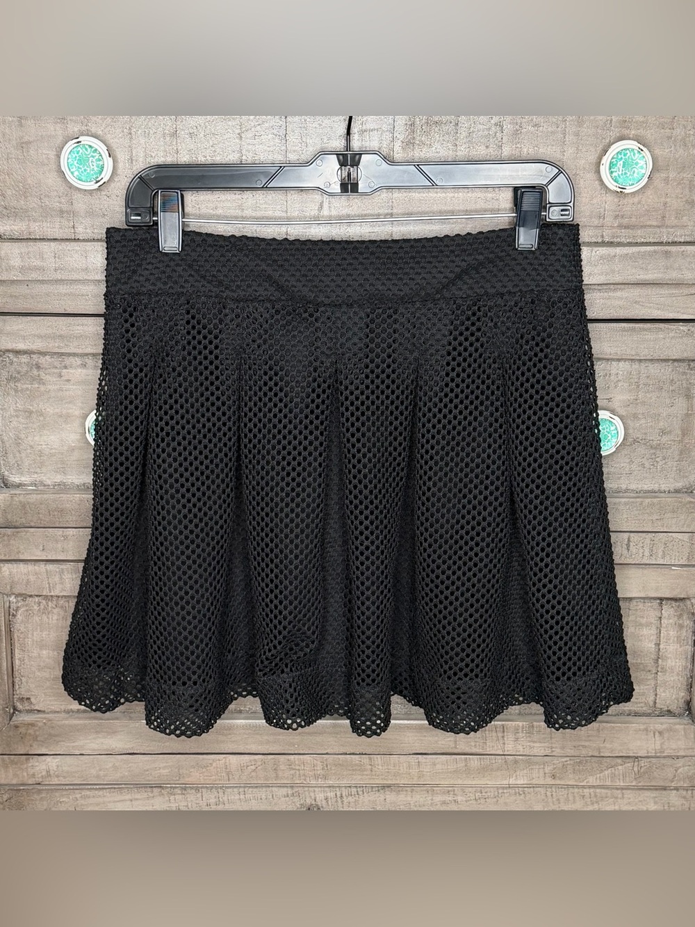 Banana Republic Women’s Black Mesh Pleated Skater Style Lined Zip Skirt Size 8